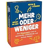 Mehr oder Weniger - Ratespiel ab 2 Personen - 110 Karten 320 Fragen - Spiel für Erwachsene & Kinder ab 10 Jahren - Tolles Kartenspiel für 2+ Spieler - Familienspiel, Gesellschaftsspiel oder zu zweit