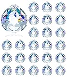 24 Stück Kristalle zum Aufhängen, 20mm Kristallkugel, Kristall Prisma aus Glas, Sonnenfänger Kristall, Hängende Kristalle Prismen für Fenster, Kronleuchter Anhänger, Geschenk, Weihnachten, Clear
