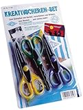 Wedo 77193 Kreativ Scheren (3er-Set, 16 cm, 3 Schnittmuster: Wellen-, Zacken- und Büttenschnitt) , farbig sortiert