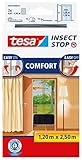 tesa Insect Stop COMFORT Fliegengitter für Türen - Insektenschutz Tür mit Klettband - Fliegen Netz ohne Bohren, anthrazit ( 2 x 65 cm )120 cm x 250 cm
