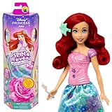 Mattel Disney Prinzessin Arielle Modepuppen-Set, Spin & Reveal mit 11 Überraschungen, darunter 5 Accessoires, 5 Sticker und eine Szene zum Spielen, vom Film inspiriert, HTV88