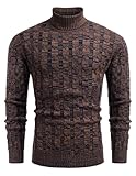 COOFANDY Herren Pullover Strickpullover Rollkragenpullover Zopfmuster Sweater Christmas Pulli Warm Weihnachten Pullover PAT7 M