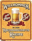 Original RAHMENLOS Deko Blechschild - Willkommenn in der Nachbarschaftskneipe