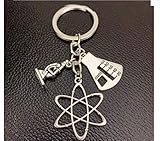 Wissenschaftler Schlüsselanhänger mit Messzylinder, Atom und Mikroskop Physik Chemie Biologie | Lehrer | Geschenk | Student | Männer | Herren | Frauen | Damen | Kinder| Wissenschaft |