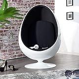 cagü Design Retro Lounge Sessel Sitzei Egg Ball Weiß-Schwarz drehbar Designklassiker Space Age