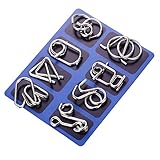 Gracelaza 8 pcs Metal Wire Puzzle Logic Brain Teaser Set - Metal Ring IQ Puzzles Difficult Games - Ideal Intelligence Toys Gifts for Kids and Adults