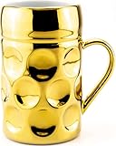 Der kleine MUC: Exklusives Champagnerkrügerl aus Porzellan | Luxus-Bierkrug & Cappuccino-Tasse | 330 ml | Hochwertiges Hartporzellan | Golden Hops (metallic-gold)