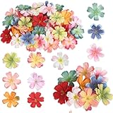 QfwdfcTrenz 100 Stück Kunstblumen zum Basteln Bunte Mini Stoffblumen Stoffblumen zum Aufnähen Tischdeko Sommerparty für DIY, Hochzeit, Scrapbooking Partydeko