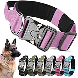AKOFIC Taktisches Hundehalsband mit Griff, Breites Halsband Hund Gepolstert aus Nylon, Verstellbar Robuster Dog Collar mit Metallschnalle für Mittlere Große Hunde (Lila, XL)
