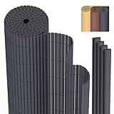 PVC Sichtschutzmatte Sichtschutzzaun 80 x 300 cm Privatsphäre Wetterfest für Garten, Balkon und Terrasse, Sichtschutz mit Strukturierte Oberfläche, Balkonumrandung mit Kabelbindern & Abdeckung