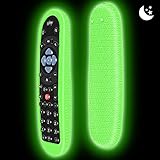 Schutzhülle für Sky Q Fernbedienung EC101/Non-Touch Original Smart TV Universal Ersatz Fernbedienungen, Silikon Hülle Cover Case Anti-Rutsch Stoßfest für Sky Q/Silber/Mini Box Remote (Glow Green)