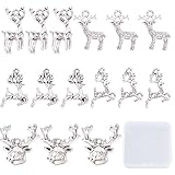 SUNNYCLUE 1 Box 50 Stück Hirsch Charms Weihnachten Antik Silber Rentier Charms Hirsch Kleiner Elchkopf Tier Charm Hirschgeweih Niedliche Tiere Charm Legierungs Charms Für Die Schmuckherstellung Charm