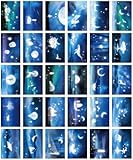 ZPPLD Postkarten 30 Stück,Leuchtet im Dunkeln, Set, Premium Danksagungskarten Gästebuch Poster-Reisepostkarten Glow In The Dark Postcard (Wander Earth)
