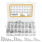 VIGRUE 520PCS M3 M4 M5 M6 A2-70 Edelstahl-Sechskopf-Knopf Schrauben Edelstahlschrauben Innensechskant Maschinenschrauben Schraube Muttern und Unterlegscheiben Sortiment Kit mit Aufbewahrungsbox