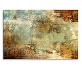 120x80cm Leinwandbild auf Keilrahmen Acryl Malerei abstrakt blau braun rot beige Wandbild auf Leinwand als Panorama