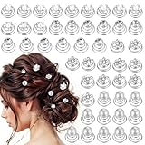 Tyqour 48 Stück Spirale Haarnadeln Kristall Curlies Haarspiralen Braut-Haarnadeln Strass Wirbel Haarnadeln Hochzeit Perlen Spiralhaarnadeln Braut Haarschmuck für Frauen Mädchen,Hochzeit Brautparty