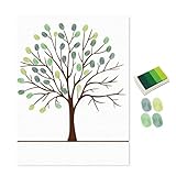 Sukisuki DIY Fingerabdruck Baum Unterschrift Gästebuch mit Stempelkissen Gemälde Wanddekoration (grün)