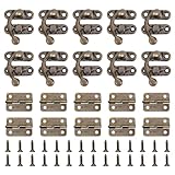 20 Stück Antike Vorhängeschloss Latch Hook Hasp Retro Verschluss, Mini Scharniere Klein, Riegel Haken Verriegelung, 10 Stück Kleine Scharniere mit Schrauben, Perfekt für Holzkiste Dekoration