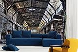 Vlies Fototapete ALTE FABRIKHALLE 375 x 250 cm (inkl. Kleister) - Vlies Tapete, Wandtapete, Wandbilder - Tapete für Wohnzimmer Schlafzimmer, Büro, Küche - Montagefertig