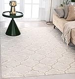 the carpet Knight Eleganter, Hochwertiger, Wohnzimmer Teppich, Softer Kurzflor, 3-D Effekt, Glänzende Design-Elemente, Hoch-Tief Struktur, Beige, 80 x 150 cm