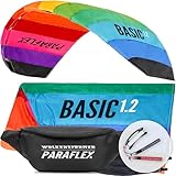 Wolkenstürmer® Paraflex Basic 1.2 (Rainbow) Kite - 2-Leiner Lenkmatte mit Flugschlaufen – Zweileiner Lenkdrachen - Flugdrachen für Kinder ab 6 Jahren