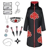 JMOCD Akatsuki Uchiha Itachi Mantel für Kinder Erwachsener Unisex Cosplay Kostüm,Cosplay Halloween Weihnachten Party (L)