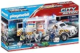 PLAYMOBIL City Action 70936 Rettungs-Fahrzeug: US Ambulance mit abnehmbarem Dach, öffenbare Hecktüren und Seitentür, Blinklicht und Original US Rettungswagen-Sirenen-Sound, ab 5 Jahren