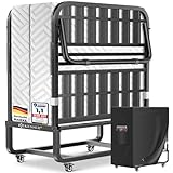 KESSER® Klappbett 200x90cm Gästebett inkl. Matratze aus Memory-Schaum & Rollen | faltbares Reisebett mit Metallrahmen für Erwachsene belastbar bis 250kg | Metallbett mit Schaumstoffmatratze & Cover