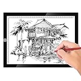 XFXDBT A4 Led Licht Pad,ultradünner Usb Leuchttablett Leuchtkasten 3 Leuchtstärken Helligkeit Dimmbar Lichtkasten Röntgenbildbetrachtung Animation-schwarz 47x34.5cm(18.5x13.6in)