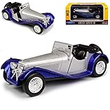 Generisch Jaguar SS 100 Silber mit Blau Cabrio Offen 1935-1940 ca 1/43 1/36-1/46 Welly Modell Auto