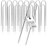 COM-FOUR® 16x XL Bodenanker aus massivem Stahl, U-Form 38 cm, Ø 1 cm – verzinkte Erdanker für Zelt, Pavillon, Hüpfburg, Trampolin, auch als Bewehrungsstab für den Boden, stabil & rostfrei