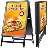 WIIGO Kundenstopper A1 – Doppelseitiger wetterfester Plakatständer, A-Rahmen Ständer Outdoor, Aufsteller für Werbung & Messen (A1, Schwarz)