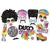 Lifreer 1970er Photo Booth Requisiten 70er Jahre Disco Throwback Party Thema Photo Booth Requisiten 20 Stück Fotorequisiten Party Dekoration für 1990er Throwback Party Dekoration