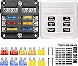 Greluma 6 Wege Flachsicherungs-Block, Wasserdichter 12V Sicherungskasten-Halter, 6-Poliger Negativer Bus-Sicherungskasten mit LED Anzeige für Automobil, Auto, LKW, Boot, Marine, Wohnmobil, Van