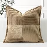 Artscope Ein Cord Kissenbezug Kordsamt Kissenhülle Zierkissenbezug 50x50 cm Dekokissen Sofakissen Couchkissen Dekorative Weiche Kissen für Sofa Wohnzimmer Zuhause Schlafzimmer, Braun