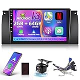 2 + 64G Android Autoradio für BMW X5 E53 1999-2006 - 9 Zoll kabellos Carplay Radio unterstützt Android Auto WiFi GPS Navigation Lenkradsteuerung FM RDS + Rückfahrkamera