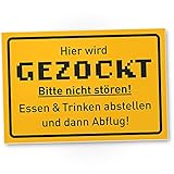 DankeDir! Hier wird gezockt - Kunststoff Schild - Partydeko Zocker Geschenkidee Deko Spielzimmer Schüler Türschild Zimmer Party - Teenager Geschenk Gamer Geburtstagsgeschenk Dekoration Jugendlicher