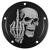 Motordeckel Kupplungsdeckel Derby-Cover passend für HARLEY-DAVIDSON Softail ab Bj. 2019 & FLSB ab 2018, Alu schwarz mit Lasergravur Fuck You Skull