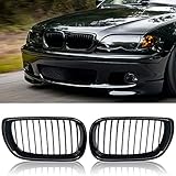 Vorne Kapuze Nieren Kühlergrill 1 Paar, Premium Sport Kühlergrill für 3-Serie E46 2001-2005, Frontgrill Glanz glänzend Schwarz, Einzelbrücke oder Doppelbrücke (Einzelbrücke)