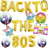 80er Party Deko Ballon Set - 19 Stück Disco Dekoration Luftballons Back To The 80s Folienballon Radio Luftballon 80er Jahre Hip Hop Retro Theme Partyzubehör