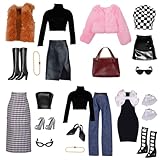 17 Stück Kleidung und Zubehör für 11,5 Zoll Mädchen Puppen Plüsch Westen Set Plüsch Mantel Set Outfits Schleifen Knoten Kleid Langes Etuikleid Set mit 7 Schuhe 5 Zubehör Zufällig Geschenk für Mädchen