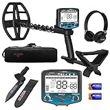 DR.ÖTEK Metalldetektor Profi Set, Hochpräziser und Innovativer Metalldetektor mit Bodenausgleich, 5 Modi, 12" wasserdichte Double-D Spule, Gold Detektor für Strandjagd, mit Zubehör, Blau