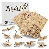 AmaZoo 3D Puzzle Der Tierdschungel – Steckfiguren in Tierform für Kinder ab 8 – Gehirnjogging – 8 Verschiedene Tiere – über 179 Teile – aus der Form drücken und zusammenbauen – aus Lindenholz, XD1091