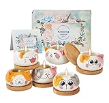 Kinforse Duftkerzen-Set 6er Aroma-Kerzen – Geschenke für Frauen als Geburtstagsgeschenk für Frauen | Duftkerze mit Katzenmotiv & Blumen | Candle aus Sojawachs & Katze Geschenk-Idee