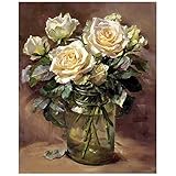 FFjingpu Ölgemälde nach Anzahl Blumenbild DIY Leinwand Acryl gemalt für Erwachsene Kinderhaus Wohnzimmer Schlafzimmer Raumdekoration Kunst ， Rahmenlos （40X50Cm）
