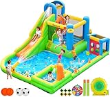 FBSPORT Hüpfburg XXL mit Gebläse 480 x 370 x 210 cm - Outdoor Spielgerät mit Rutsche für Kinder von 3 bis 12 Jahren - Aufblasbar für Draußen