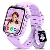 JoJoego Smartwatch Kinder mit GPS und Telefon, 4G Kinderuhr mit Videoanruf, Anruf, SOS, Schulmodus, Sprachchat, Wecker, SIM, IP68 Wasserdicht Schrittzähler, Geschenk für Mädchen/Junge, Lila