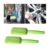 JNNJ 2Pcs Mikrofaser-Radreifen-FelgenbüRste, Premium schonende Felgenreiniger Bürste für Felgen Alufelgen, Hochwertigerkratzfreier FelgenbüRste für Moto LKW SUV(Grün)