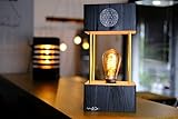 WildStil BarLight Black / Moderne elegante Led Tischlampe aus Holz in Schwarz / Einzigartige Holzlampe für Büro, Schlafzimmer, Sideboard oder Wohnzimmer (Schwarz)