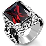 OIDEA Siegelring mit Stein Edelstahl, Nordischer Krieger Biker Ring Herren, Schwarz Größe 71 (22.6)